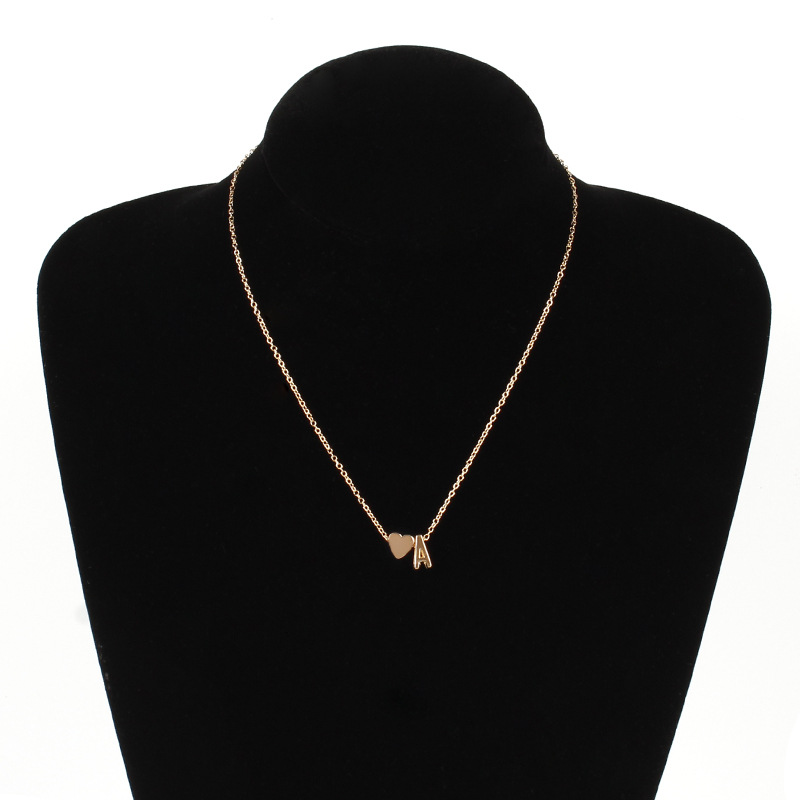 Declicate 26 Initial English Letter Heart Necklace Gold Silver Color A-Z Charm Alphabet Pendent Necklaces Chain for Women Anniversary Wedding Jewelry 