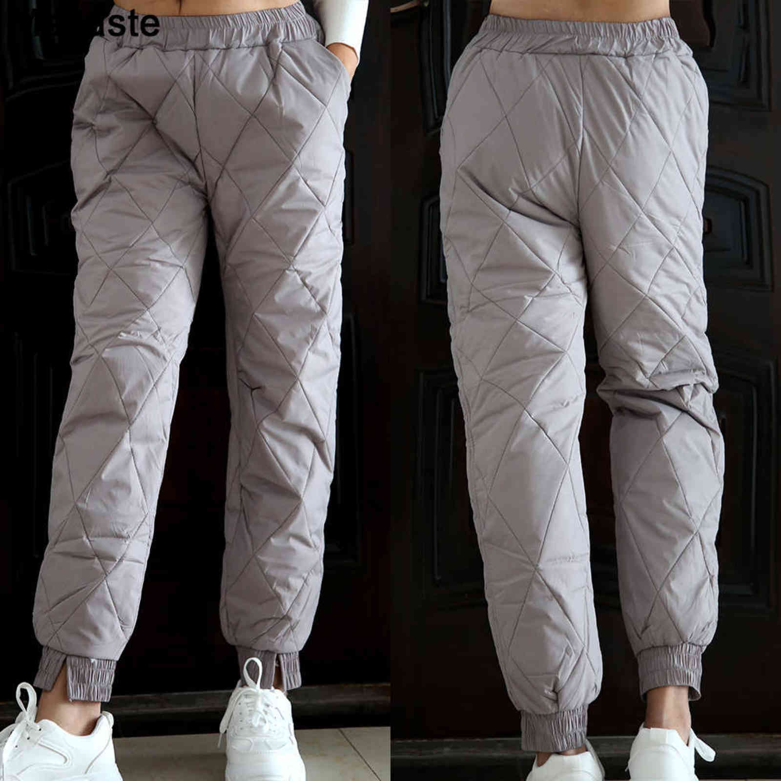 Winter Down Pants Women Warm Soft Thick Female High Waist Plus Size Casual Pant Windproof Outdoor Sportswear Ladies Trousers 211115