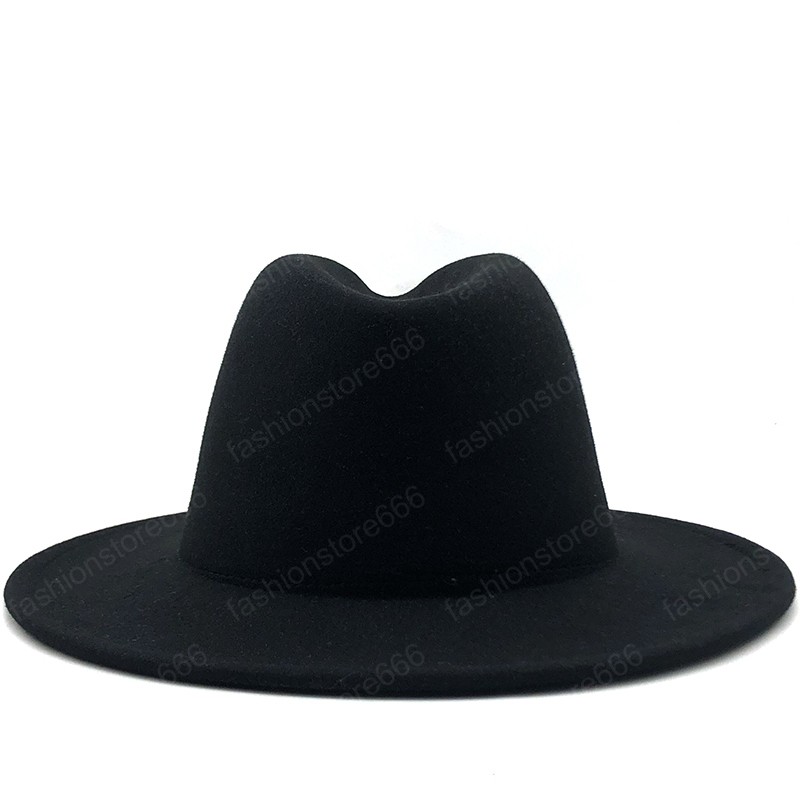 Big Size Outer black Inner Army green Wool Felt Jazz Fedora Hats with Thin Belt Buckle Men Wide Brim Panama Trilby Cap
