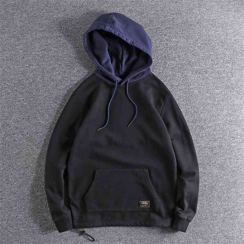 Natural wash old contrast youth Hoodie Plush comfortable loose men's Pullover, Black
Natural wash old contrast youth Hoodie Plush comfortable loose men's Pullover, Black