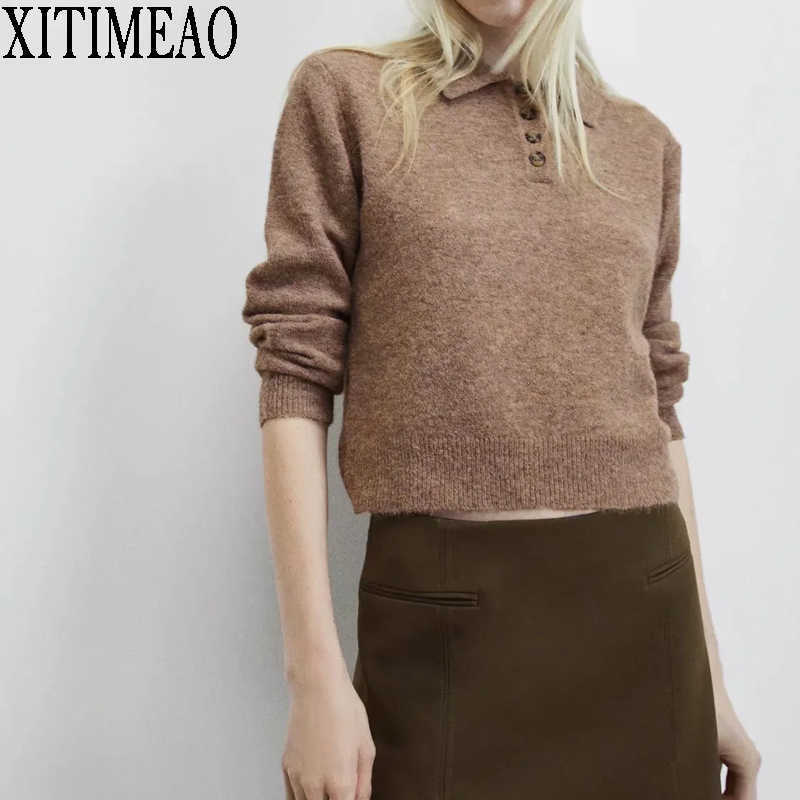 Za Women Vintage Knit Polo Sweater Shirt Collar Long Sleeves Polo-style Button Female Casual Chic Tops 210602, Khaki
Za Women Vintage Knit Polo Sweater Shirt Collar Long Sleeves Polo-style Button Female Casual Chic Tops 210602, Khaki