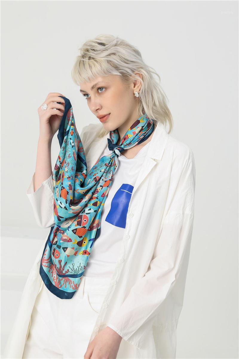 88*88cm Ladies Fashion Twill Silk Scarf European And American Temperament Female Square Gift Scarves, Blue;gray
88*88cm Ladies Fashion Twill Silk Scarf European And American Temperament Female Square Gift Scarves, Blue;gray