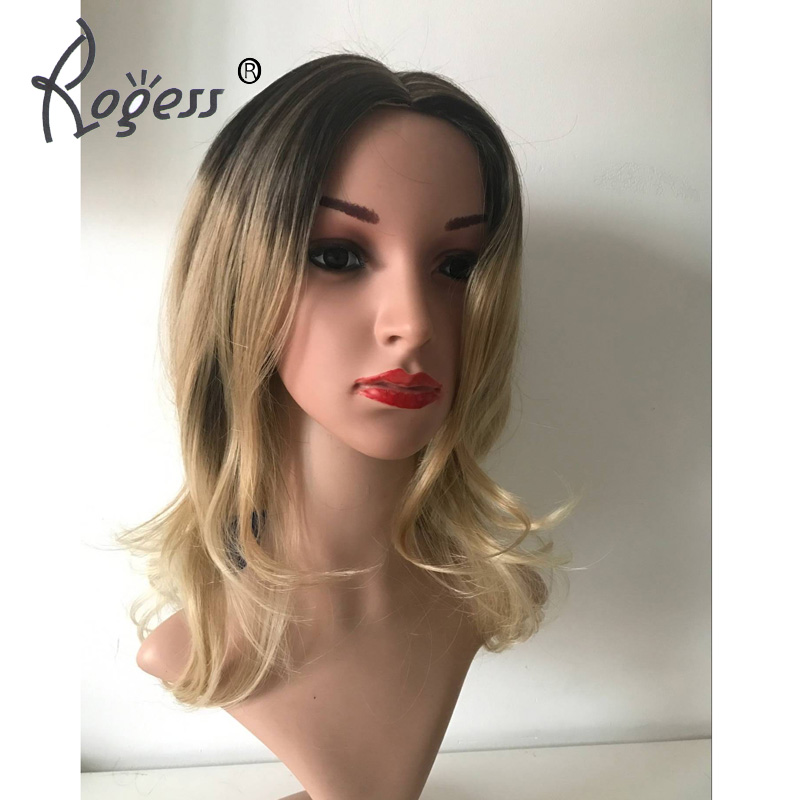 Fashion Shoulders Length Synthetic wig Blong Dark Root Natural Wave Hair wigs for women