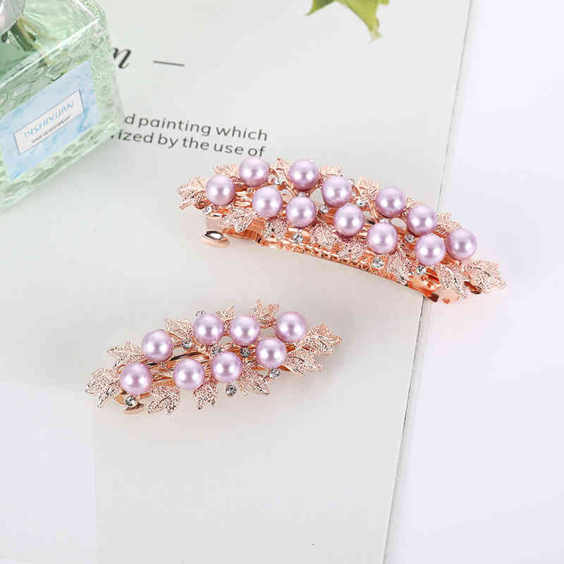 Hair Accessories Simple Korean Large Rhinestone Star Leaf Pearl Hairpin Top Clip Spring