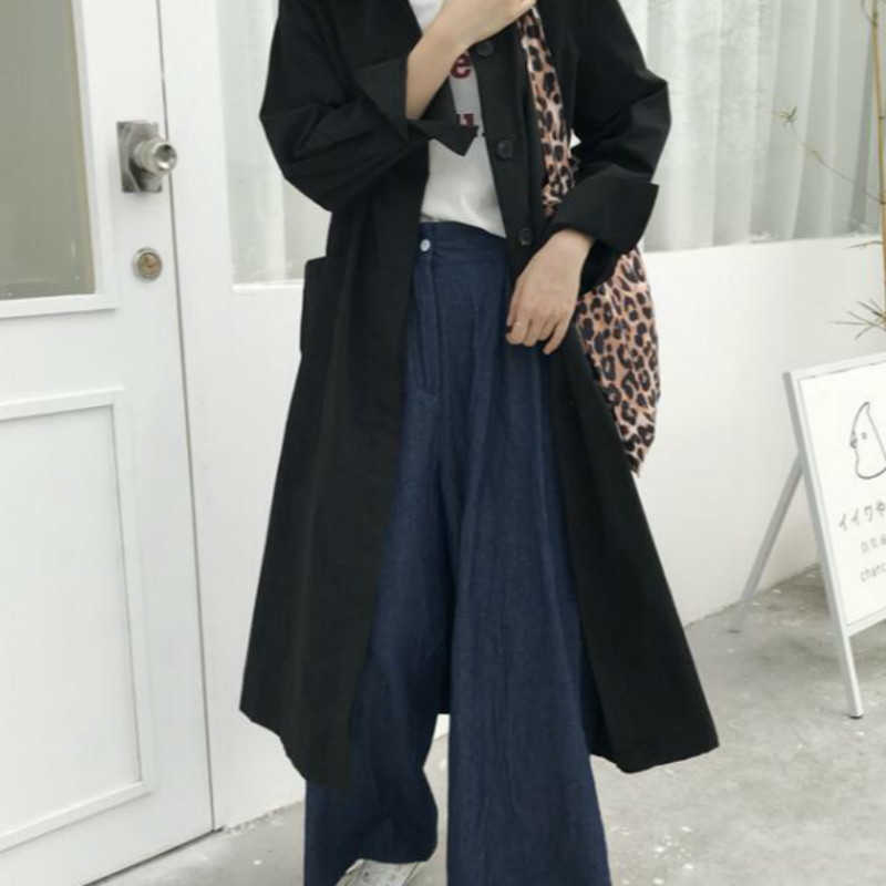 Women Autumn Long Sleeve cloak Trench Coat Female Pocket cardigan Straight Shirt Windbreaker Manteau Femme Hiver Overcoat 210914