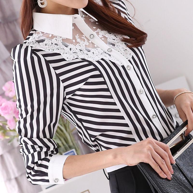 Women Lace Spliced Embroidery Shirt Female Blouse Tops Long Sleeve Office Stripped Blouses blusa feminina, 02
Women Lace Spliced Embroidery Shirt Female Blouse Tops Long Sleeve Office Stripped Blouses blusa feminina, 02