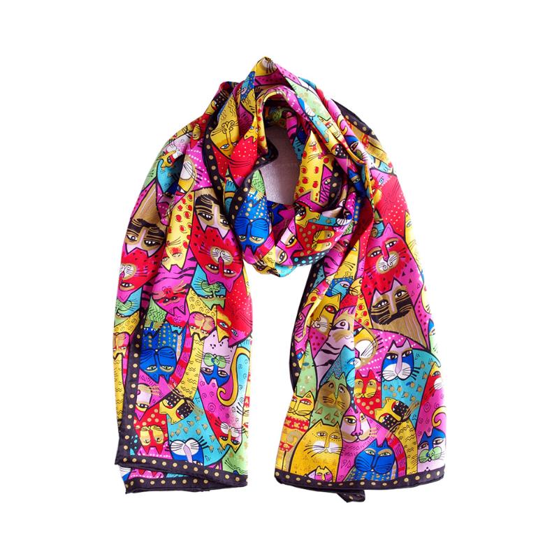 Scarves Colorful Cats Long Scarf Women Sunscreen Soft Thin Printed Natural Silk Wrap Shawl Foulard Femme Bandana Gift For Ladies
Scarves Colorful Cats Long Scarf Women Sunscreen Soft Thin Printed Natural Silk Wrap Shawl Foulard Femme Bandana Gift For Ladies