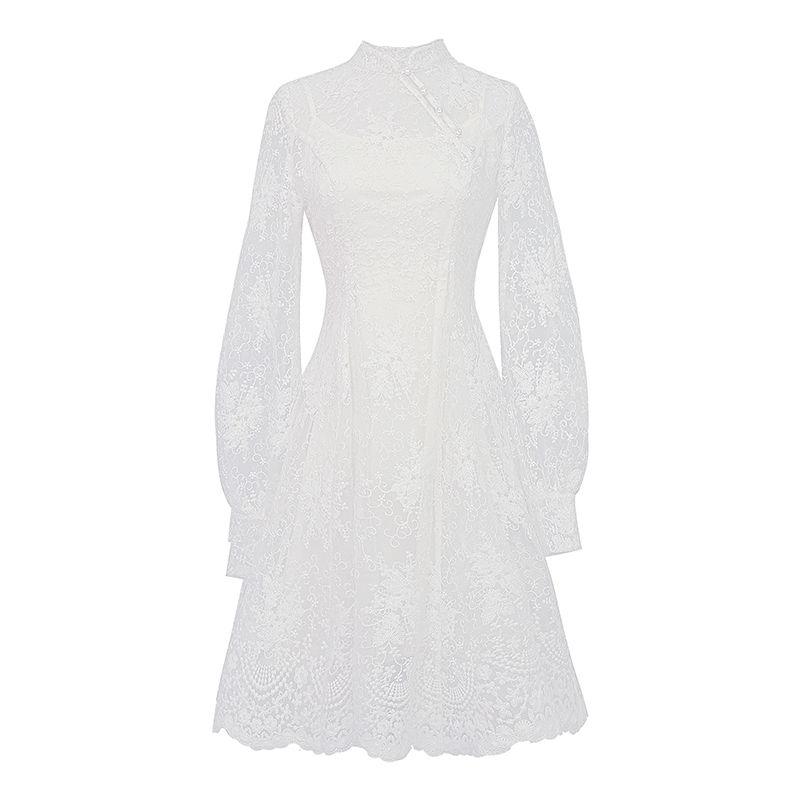 Casual Dresses Elegant Fairy Dress Women French Style Designer Party Long Sleeve Vintage Chiffon Dres Women's Clothing Autumn 2021
