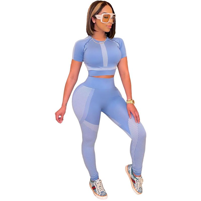 Women's Two Piece Pants Wholesale Items Bulk Lots Summer Sportswear Set Women Fashion Print Pantsuits T-shirt Outfits Clothing M6829