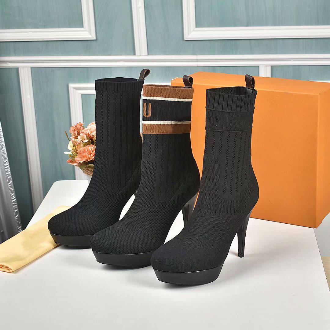 Women chunky heel socks boots fashion sexy Knitted elastic half boot designer Alphabetic lady Letter Thick high heels autumn winter shoes si, Black
Women chunky heel socks boots fashion sexy Knitted elastic half boot designer Alphabetic lady Letter Thick high heels autumn winter shoes si, Black