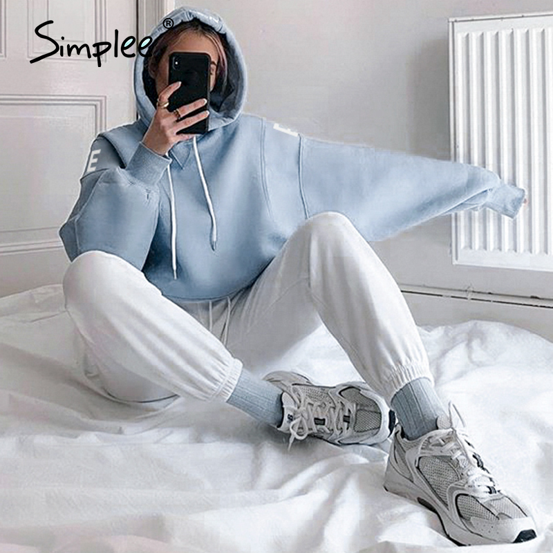 Simplee casual solid fleece women sweatshirt Long sleeve autumn winter women hoodies tops Fashion loose female shirt pull femme 200924