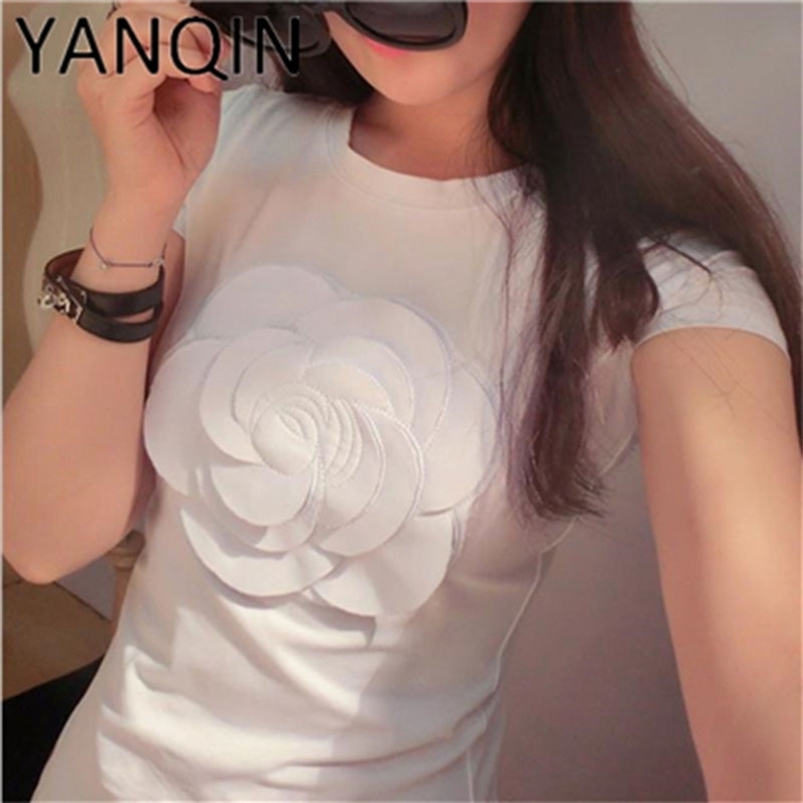 women summer 3d camellia embroidery luxury T-shirt ladies fashion tops slim casual tee shirts vetement femal 210722, White
women summer 3d camellia embroidery luxury T-shirt ladies fashion tops slim casual tee shirts vetement femal 210722, White