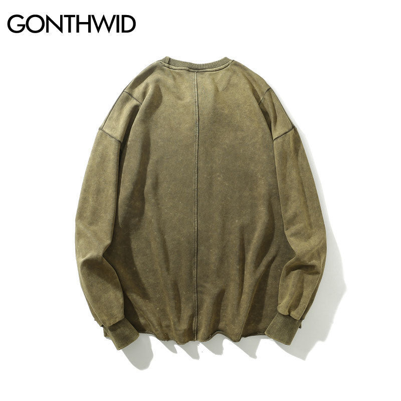 GONTHWID Distressed Pullover Hoodies Sweatshirts Men Hip Hop Casual Streetwear Hoodie Hipster Sweatshirt Tops Green Black 201020