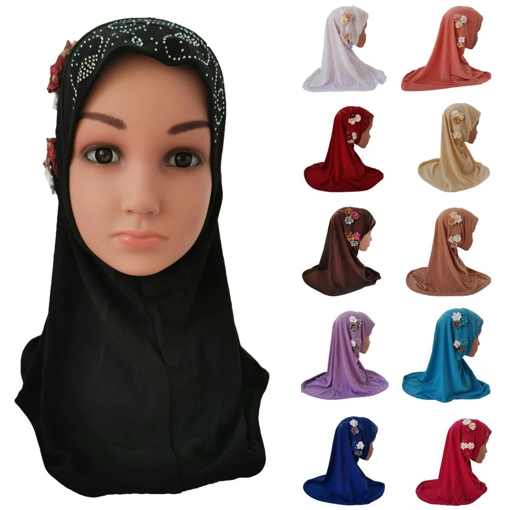 New Muslim Girls Kids Hijab Islamic Scarf Shawls Headscarf with 6 Beautiful Flowers Diamond for 1 to 5 years old Girls Wholesale, Mixed color
New Muslim Girls Kids Hijab Islamic Scarf Shawls Headscarf with 6 Beautiful Flowers Diamond for 1 to 5 years old Girls Wholesale, Mixed color