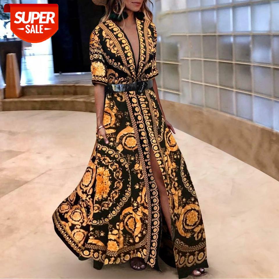 Women Long Dress Boho Print V-Neck Short Sleeve High Waist Ladies Evening Party Beach Dresses Femme Sundress Plus Size #Wa0c, Black;gray
Women Long Dress Boho Print V-Neck Short Sleeve High Waist Ladies Evening Party Beach Dresses Femme Sundress Plus Size #Wa0c, Black;gray