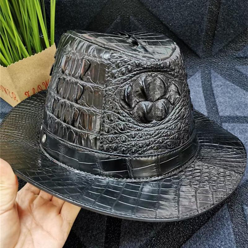 Wide Brim Hats Authentic Real True Crocodile Skin Gentleman Porkpie Bowler Hat British Style Fedoras Genuine Alligator Leather Male Jazz Cap, Black
Wide Brim Hats Authentic Real True Crocodile Skin Gentleman Porkpie Bowler Hat British Style Fedoras Genuine Alligator Leather Male Jazz Cap, Black