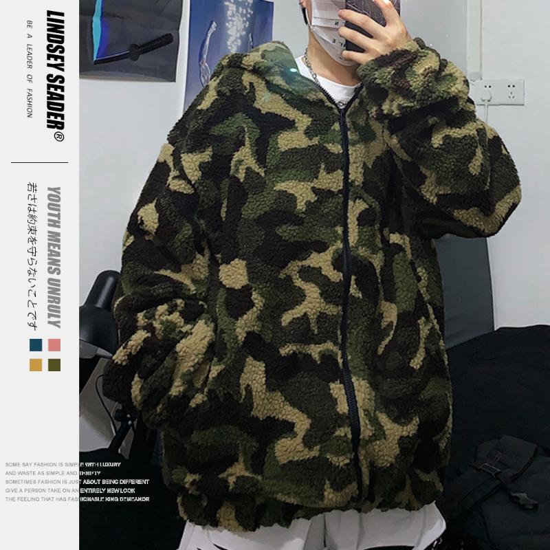 Men's Down & Parkas Lindsey Seader 2021 Hip Hop Reversible Jacket Parka Colorful Camouflage Streetwear Men Harajuku Windbreaker Fleece Winte
