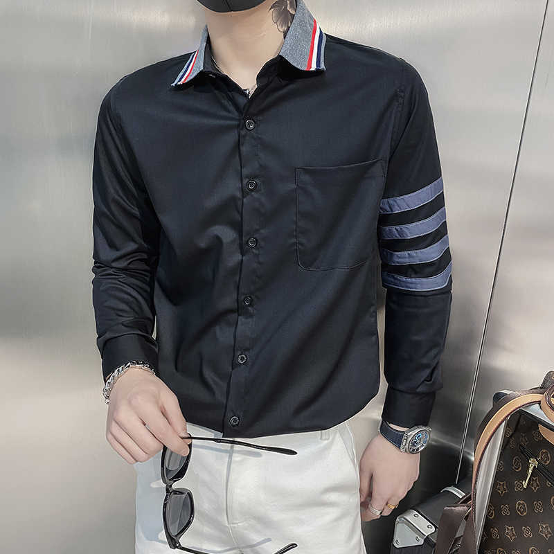 Brand Striped Shirts Men Long Sleeve Slim Business Dress Formal Dress Shirts Fashion Streetwear Social Party Casual Shirt Camisa 210527, Black
Brand Striped Shirts Men Long Sleeve Slim Business Dress Formal Dress Shirts Fashion Streetwear Social Party Casual Shirt Camisa 210527, Black