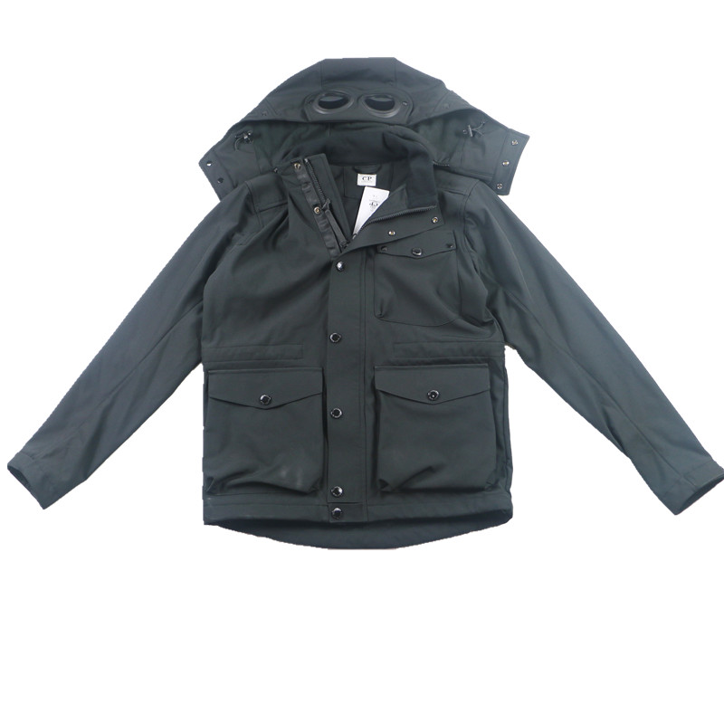 Spring and Autumn Loose Plush and Thick Windbreaker High Quality Men's Jacket with Glasses Cap Hat Detachable Soft Shell Jacket Coat