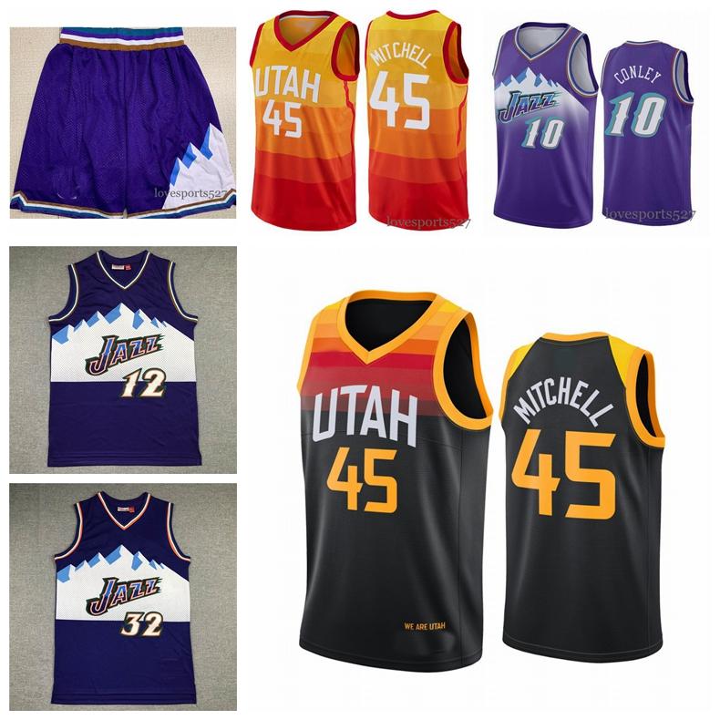 Basketball Jerseys Donovan 45 Mitchell Mike 10 Conley Rudy 27 Gobert John 12 Stockton Karl 32 Malone Utah„jazz„jersey 2021 Men's