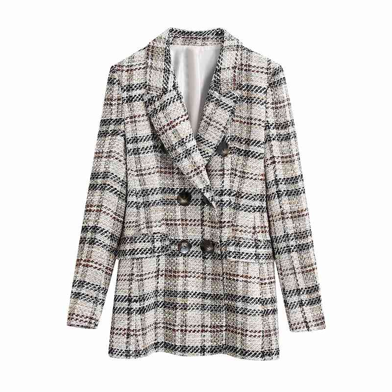 Tweed Women Elegant Patchwork Blazers Spring-Autumn Fashion Ladies Thick Jackets Female Vintage Coats Chic Girls Cute 210527