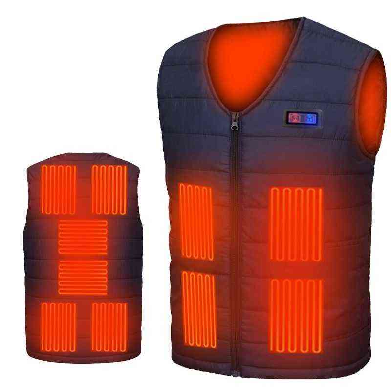 Men Autumn winter Smart Heated Cotton Vest USB Infrared Electric Heating Vest Women Outdoor Flexible Thermal Winter Warm Jacket 211119