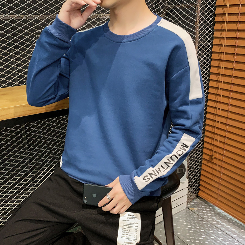 Trend Men Hoodies Casual Solid Splice Pullover ONeck Slim Fit Men's Sportswear Sweatshirt Print Male Hoody Tracksuit 201020