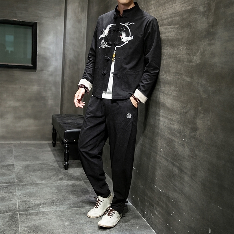 Autumn Chinese cotton and linen suit embroidered large size suit men QT3028-TZ1993P105 138 201210