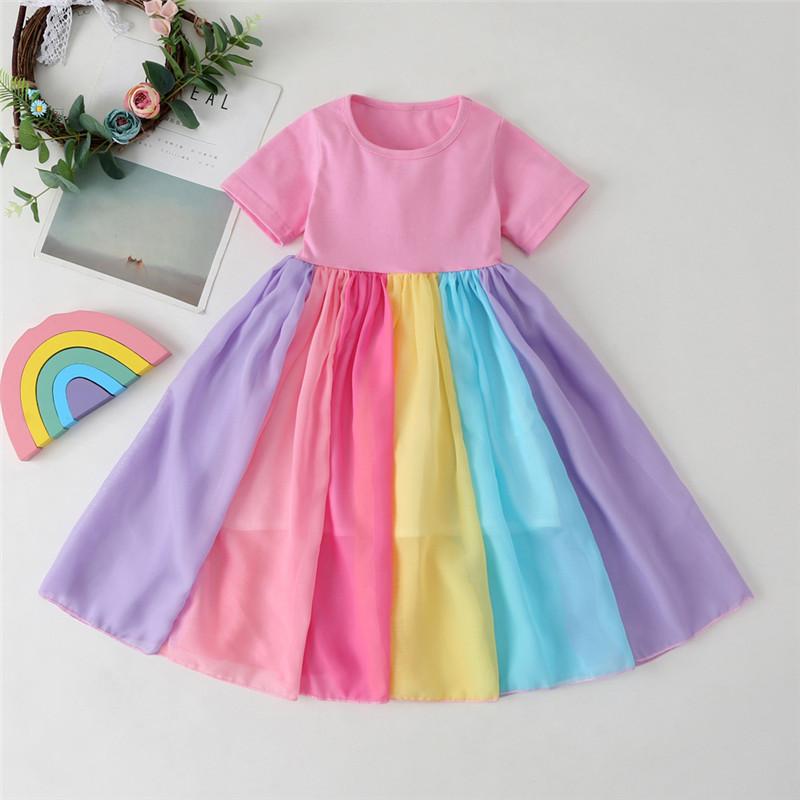 Rainbow Girls Spring Dress Summer Short Sleeve Patchwork Princess Costume Toddler Kids Mesh Dresses 2-6 Years Children Clothes, Multicolor
Rainbow Girls Spring Dress Summer Short Sleeve Patchwork Princess Costume Toddler Kids Mesh Dresses 2-6 Years Children Clothes, Multicolor