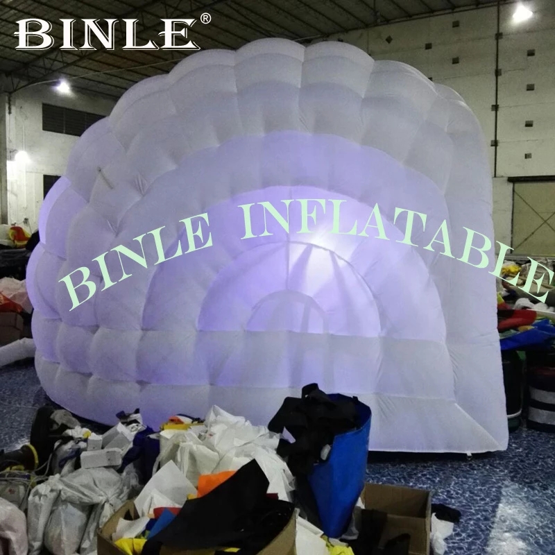 5x4x3.5meters cost-effective half inflatable dome tent with led light bar and catering Kiosk for party wedding