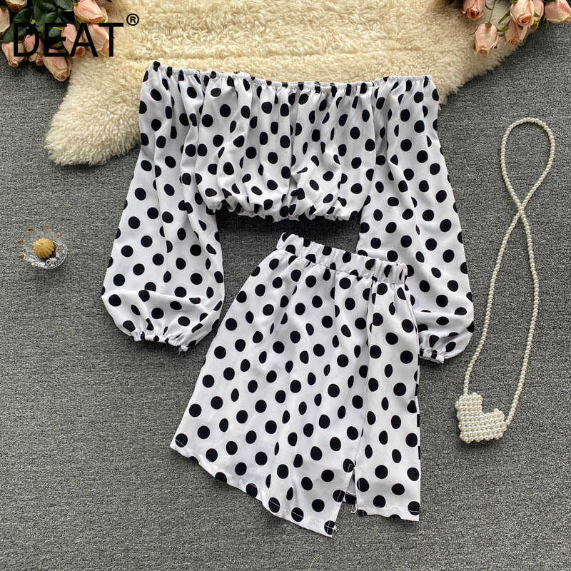DEAT Women Skirt Slash Neck Polka Dot Half Sleeve Short Two Piece Set Fashion Temperament Spring Summer 11D338 210709, White
DEAT Women Skirt Slash Neck Polka Dot Half Sleeve Short Two Piece Set Fashion Temperament Spring Summer 11D338 210709, White