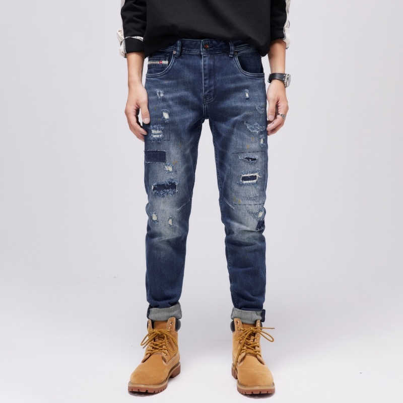 Street Style Fashion Men Jeans Retro Blue Elastic Destroyed Ripped Patchwork Designer Frayed Hole Hip Hop Denim Pants
Street Style Fashion Men Jeans Retro Blue Elastic Destroyed Ripped Patchwork Designer Frayed Hole Hip Hop Denim Pants