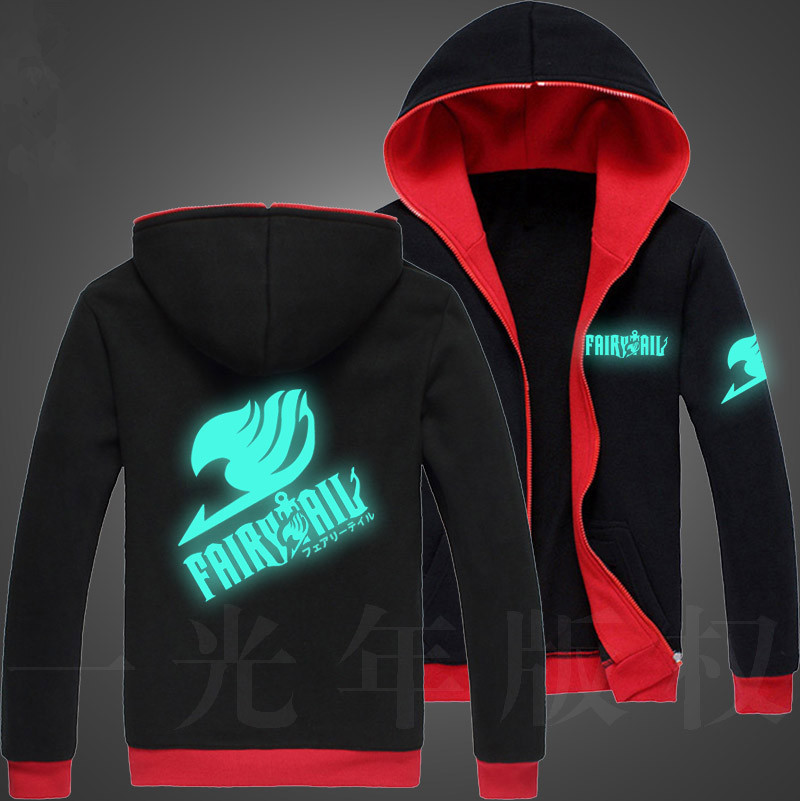 Autumn Men Fairy Tail Glow Hoodie Hooded Zipper Streetwear Hip Hop Sweatshirt Harajuku Anime Hoodies Men College Fashion Hoodies 201020