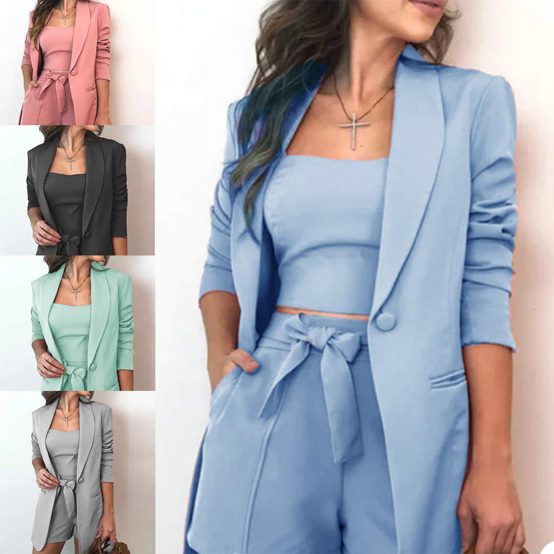 Summer Colorful Women Blazer Pants Suits Slim Fit Short Lady Photograph Party Prom Red Carpet Outfit Coat(Jacket+Pants)