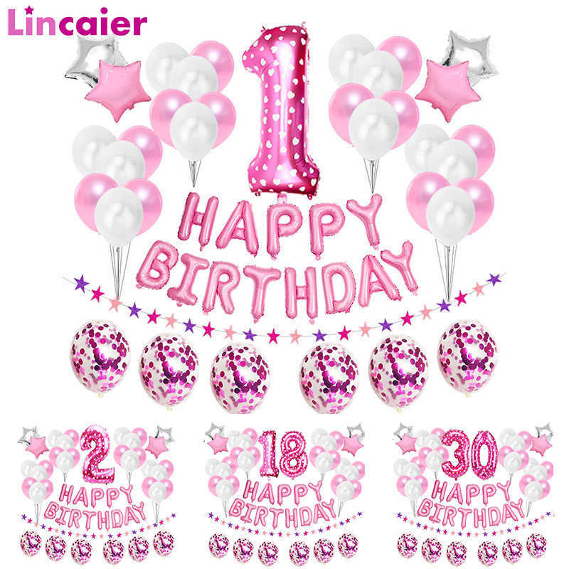 37Pcs Pink Number 1 2 3 4 5 6 7 8 9 Years Old Balloons Happy Birthday Party Decorations Kids Baby Girl Princess 15 16 18 30 40 211023 от DHgate WW