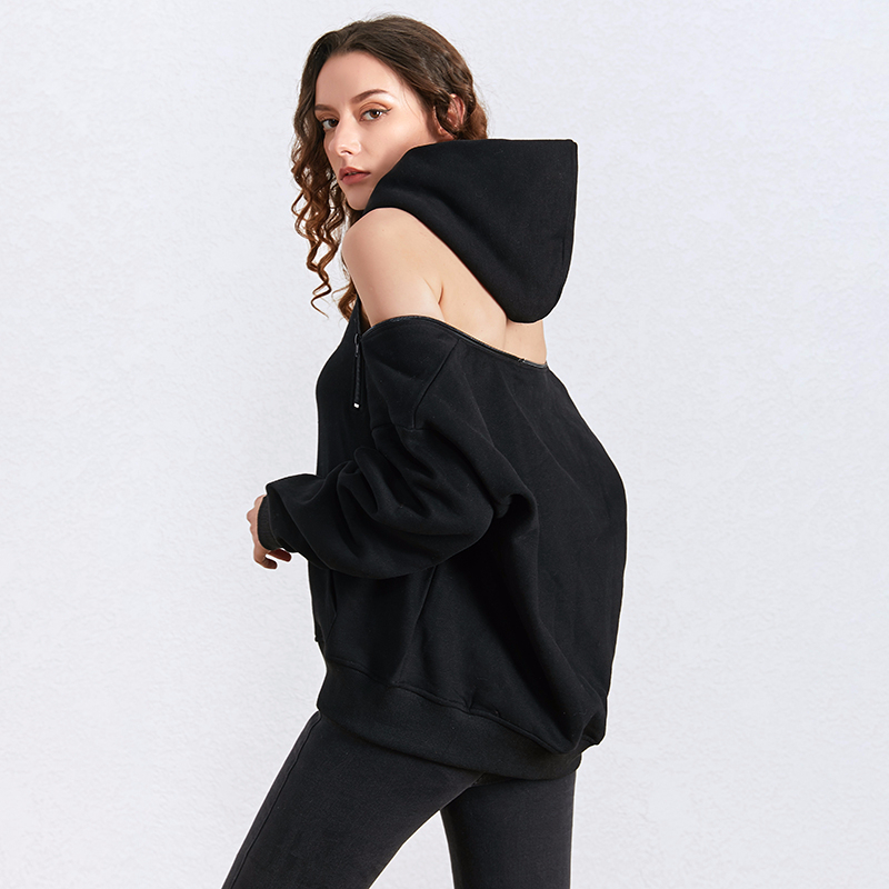 TWOTWINSTYLE Fashion Zipper Sexy Hoodies Tops Female Long Sleeve Casual Sweatshirt Women Autumn Winter New Big Sizes 201102