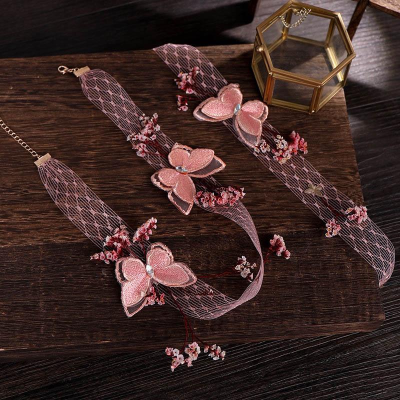 Wedding Jewelry Sets Fairy Pink Butterfly Mesh Bracelets Necklace Korean Flower Choker Bangles Bridal Women Accessories LB, Slivery;golden
Wedding Jewelry Sets Fairy Pink Butterfly Mesh Bracelets Necklace Korean Flower Choker Bangles Bridal Women Accessories LB, Slivery;golden