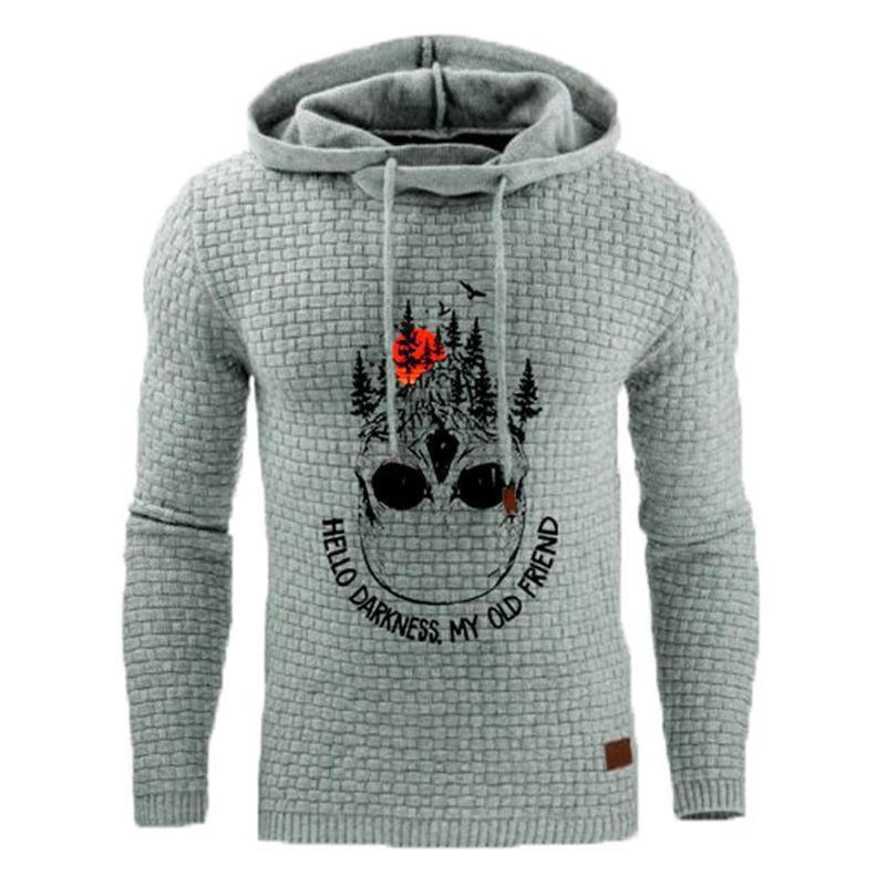 Men's Hoodies & Sweatshirts Casual Goth Men Pullover Letter Skull Print Warm Hooded Sweatshirt Plus Size Halloween Nice Autumn Winter Young