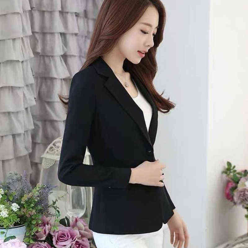 (made by yihaodi) spring and Autumn Korean Mini suit women's long sleeve short slim casual temperament White Mini suit 211116