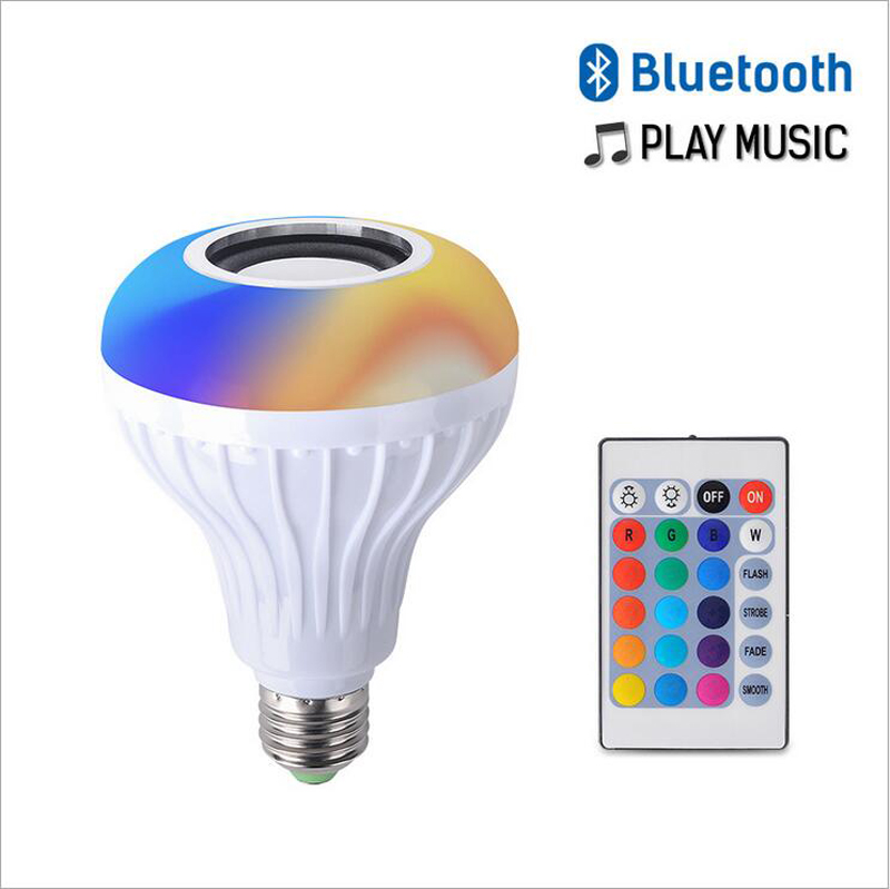 E27 Smart Light Bulb Led RGB with Wireless Bluetooth Speaker Bulb 2 in 1 white Lamp Light Music Player Dimmable and Remote Controller