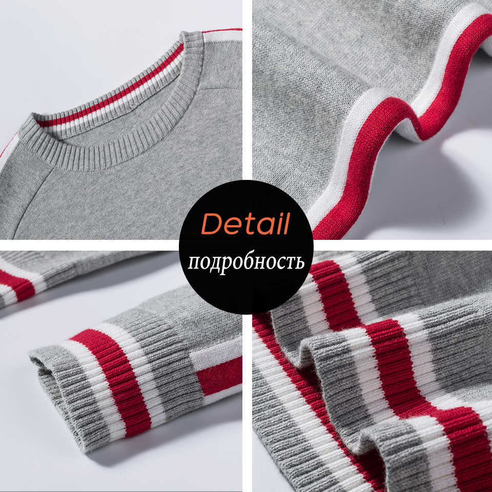 Luulla Men Spring Casual Knitted 100% Cotton Striped Sweaters Pullover Men Autumn Fashion Classic O-Neck Sweaters Men 211018