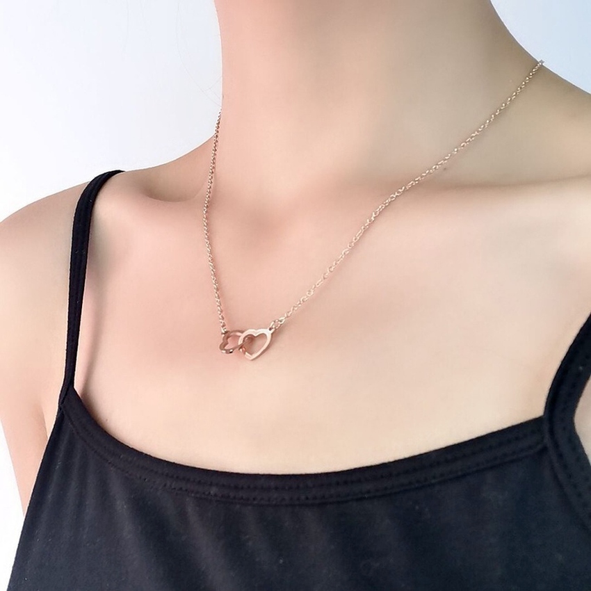 Couple Heart Necklace pendant Silver Gold Chains Stainless Steel Necklaces for Women Fashion Jewelry Will and Sandy
