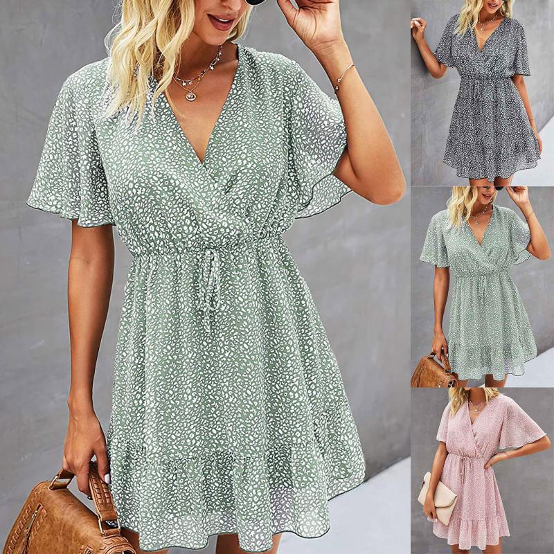 Casual Dresses Summer Dress Women Small Dot Print Chiffon Ruffle Short Ladies Sleeve V-Neck Femme Elegant Commuter, Pink
Casual Dresses Summer Dress Women Small Dot Print Chiffon Ruffle Short Ladies Sleeve V-Neck Femme Elegant Commuter, Pink
