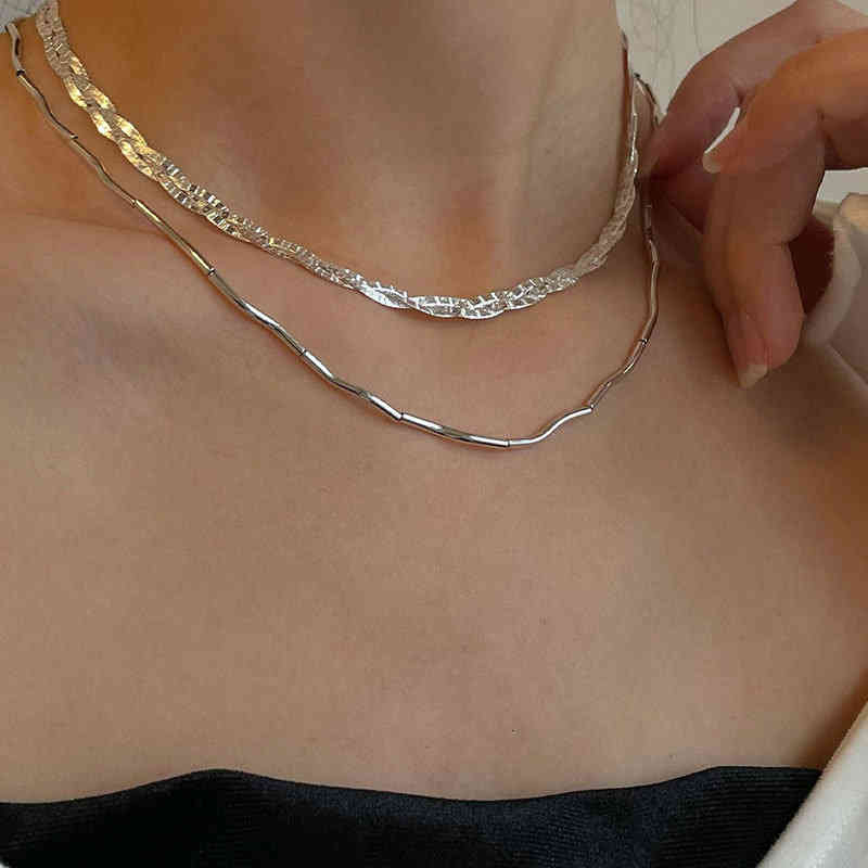 Foxanry 925 Sterling Silver Clavicle Chain Necklace Couple Accessorie Trendy Elegant Vintage Braided Twist Texture Party Jewelry