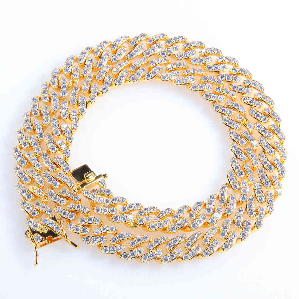 Hip Hop 9MM Cuban Chain Bling Iced Out CZ Setting 5A+Cubic Zirconia Stone 14k Gold Plating Copper Necklace for Men Gold Chain X0509
Hip Hop 9MM Cuban Chain Bling Iced Out CZ Setting 5A+Cubic Zirconia Stone 14k Gold Plating Copper Necklace for Men Gold Chain X0509