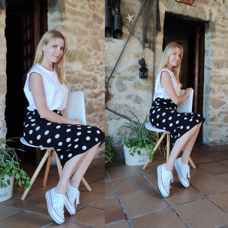 GIGOGOU Women Knit Polk Dot Pencil Skirt Female Autumn Winter High Waist Bodycon Vintage Split Thick Stretchy Sweater Skirts 210309