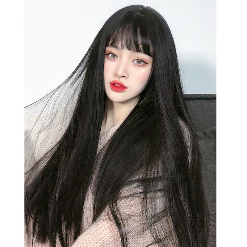Synthetic Wigs HOUYAN Wig Female Long Straight Hair Women Anime Bangs Black Party Daily Air