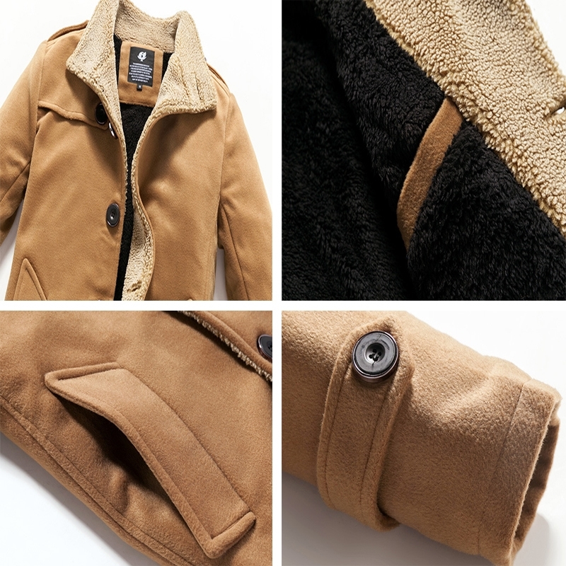 DIMUSI Winter Men's Wool Jackets Casual Man Fleece Warm Windbreaker Blends Coats Mens Outwear Fur Stand Collar Jackets Clothing T200502