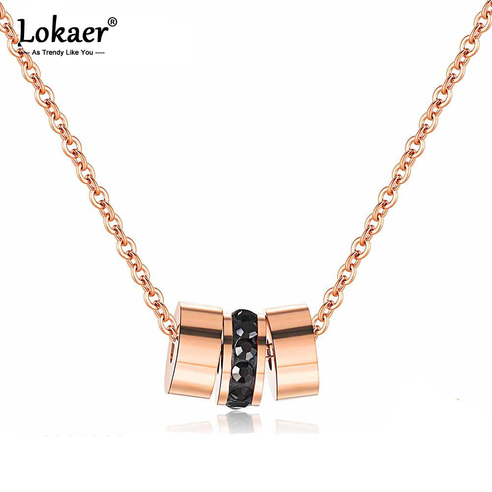 Lokaer Tricyclic Black CZ Crystal Pendant Necklace Female Titanium Steel Rose Gold Color Clavicle Chain Neckalce Jewelry N17020
Lokaer Tricyclic Black CZ Crystal Pendant Necklace Female Titanium Steel Rose Gold Color Clavicle Chain Neckalce Jewelry N17020