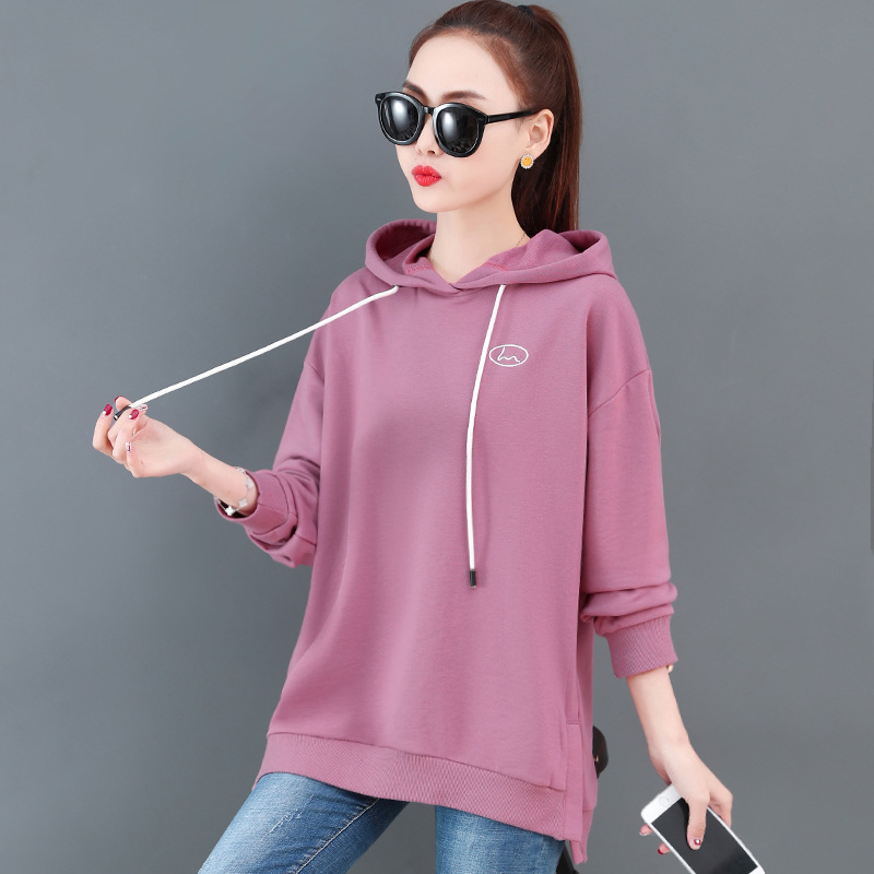 Spring New Hooded Sweater Women's Loose Embroidered Jacket Student Top GRAY22 201102